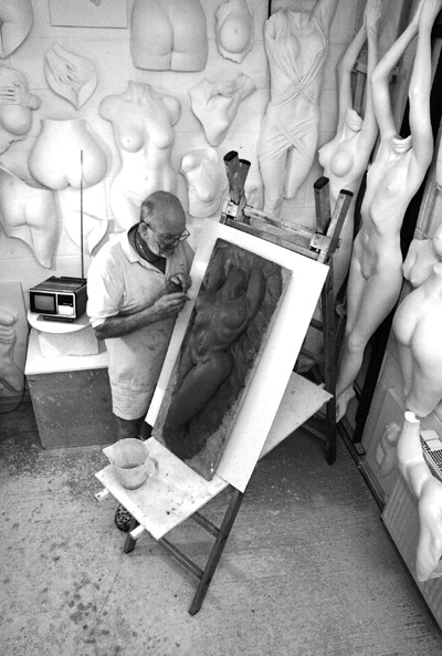 Ken Clarke sculpting in clay